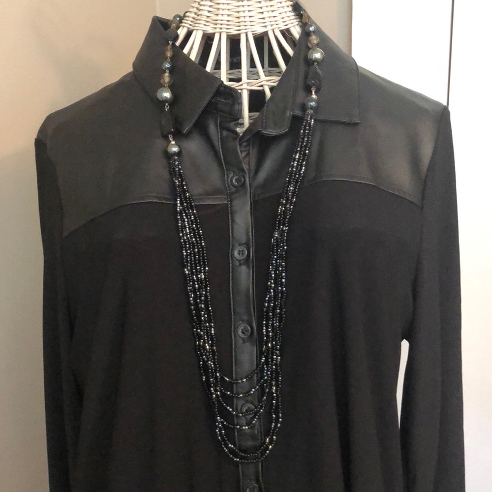 For Cynthia Faux Leather and Black Top L